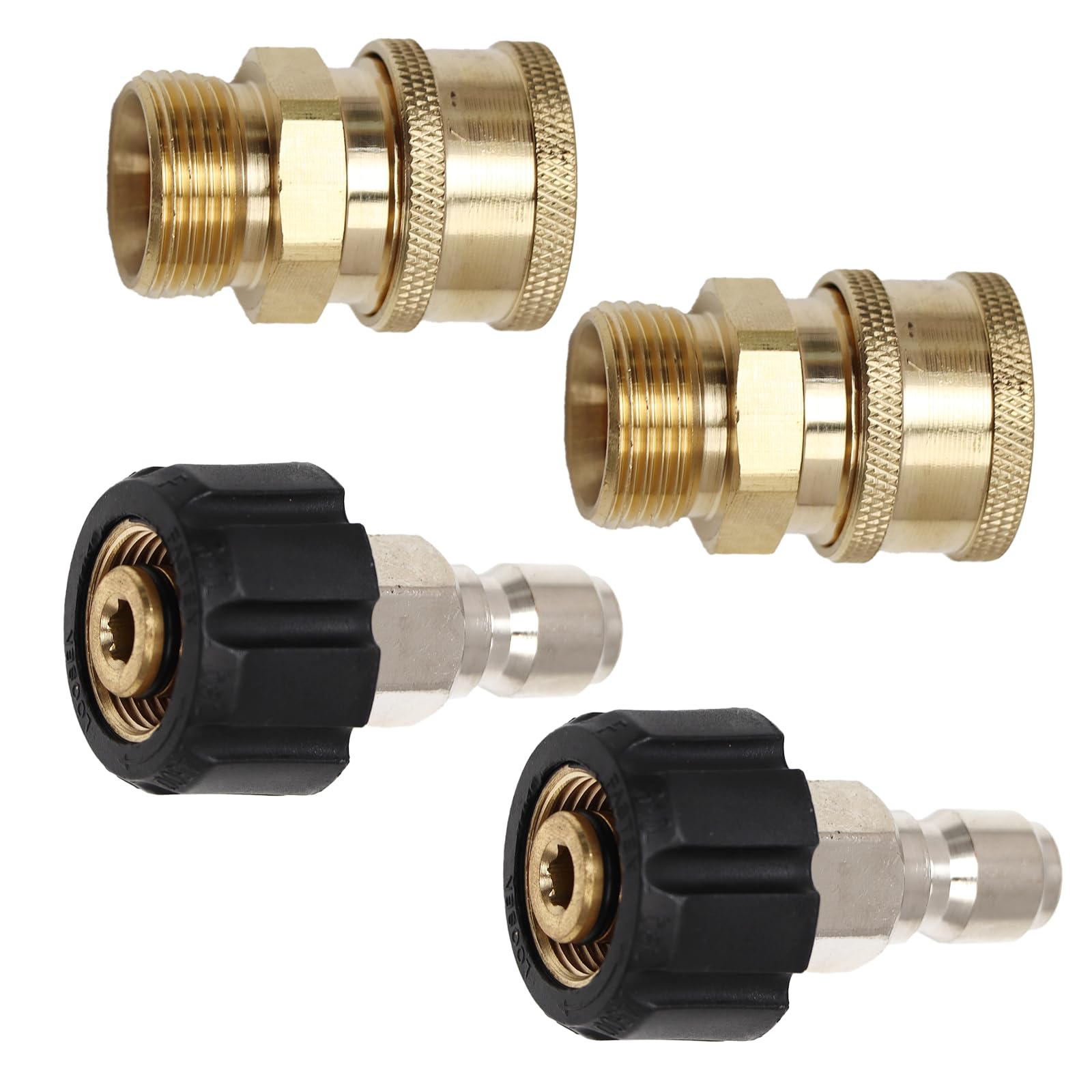 YananAC 2pcs M22 14mm Quick Connect Pressure Washer Quick Connect Fittings 14mm to 3/8inch 5000PSI Quick Connect Hose Adapters for Gun Hose and Pump Connection