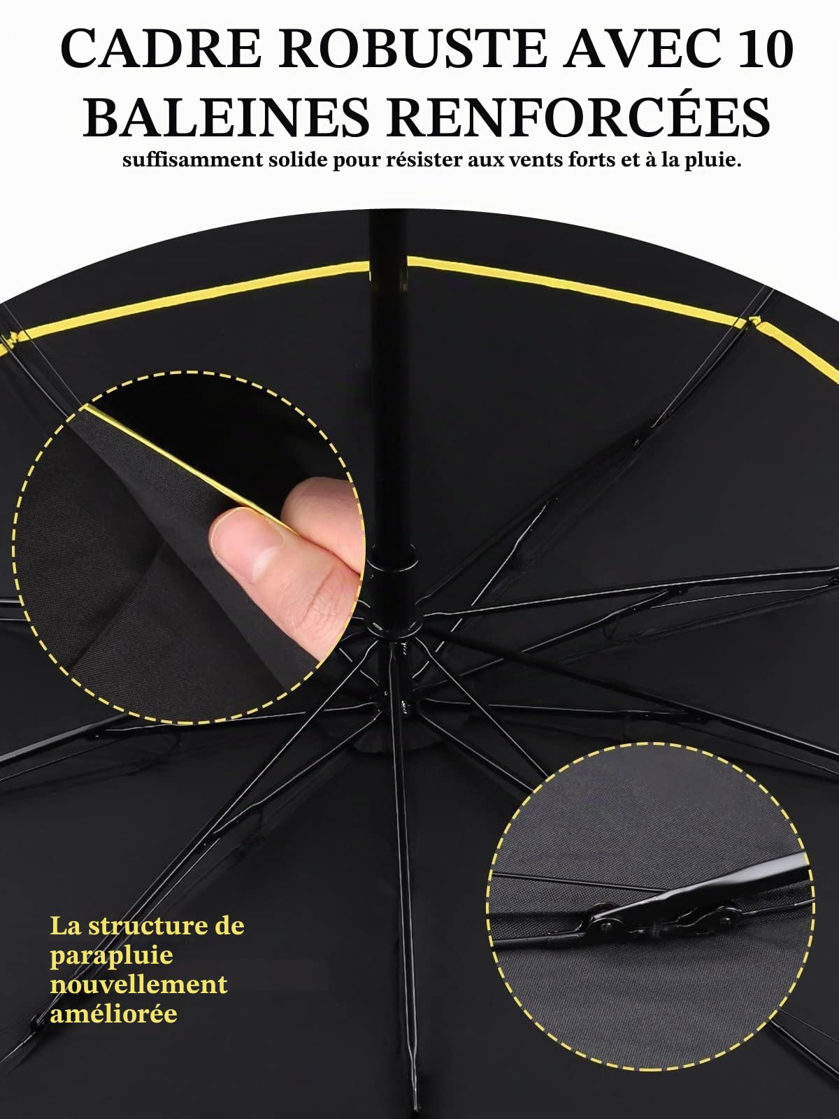 Kalolary Grand parapluie de golf compact extra large de 157,5 cm, double auvent ventilé, coupe-vent, imperméable, pour homme et femme