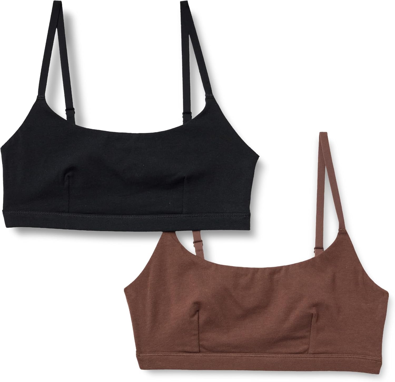 Amazon Essentials Women's Cotton Jersey Pull on Scoop Bralette, Pack of 2