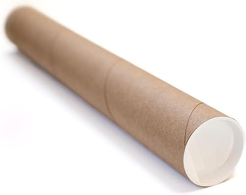 Paquete de 2 tubos de correo Kraft con tapas, utilizables de 2 x 12 pulgadas (13 pulgadas de longitud total), tubos de cartón resistentes para envío