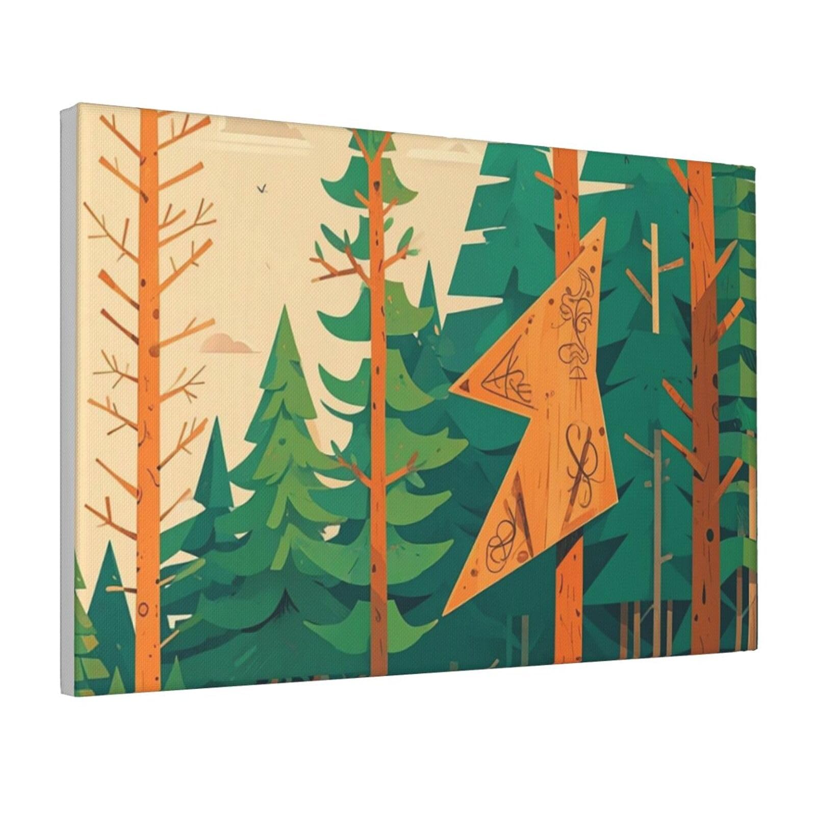 Framed Wall Art for Living Room Art Work, Mountain Fir Forest Picture Prints Modern Office Wall Paintings Poster Aesthetic Wall Decorations for Home Decor Ready To Hang 12"x18"