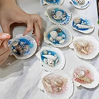 Vista 6 de 24 conchas de vieira para manualidades, conchas de vieira naturales de 4 a 5 pulgadas, conchas marinas blancas para manualidades, pintura