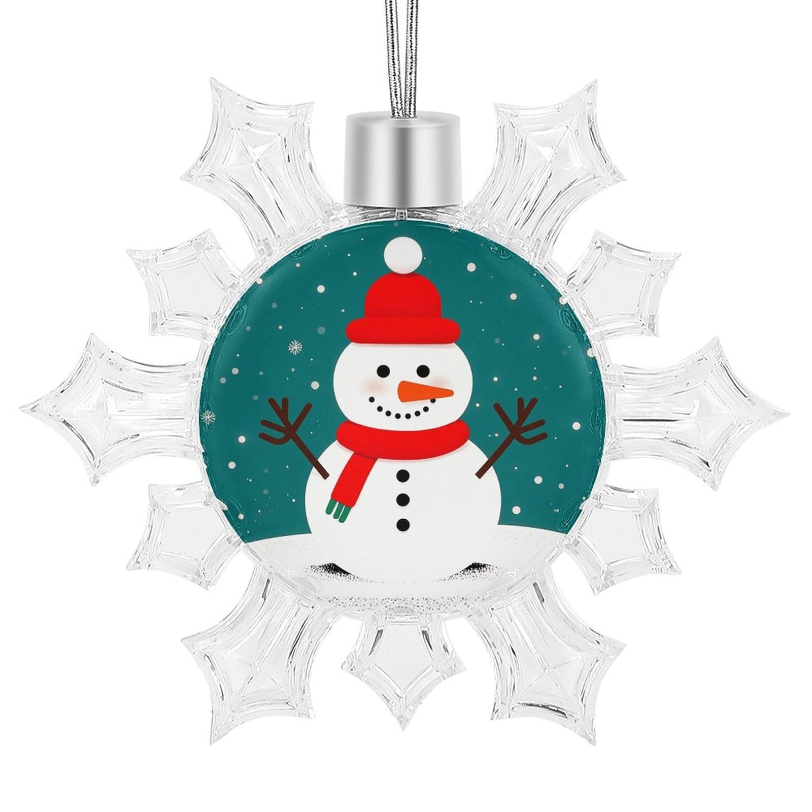Décoration de Noël bonhomme de neige en plastique et aluminium 10cm