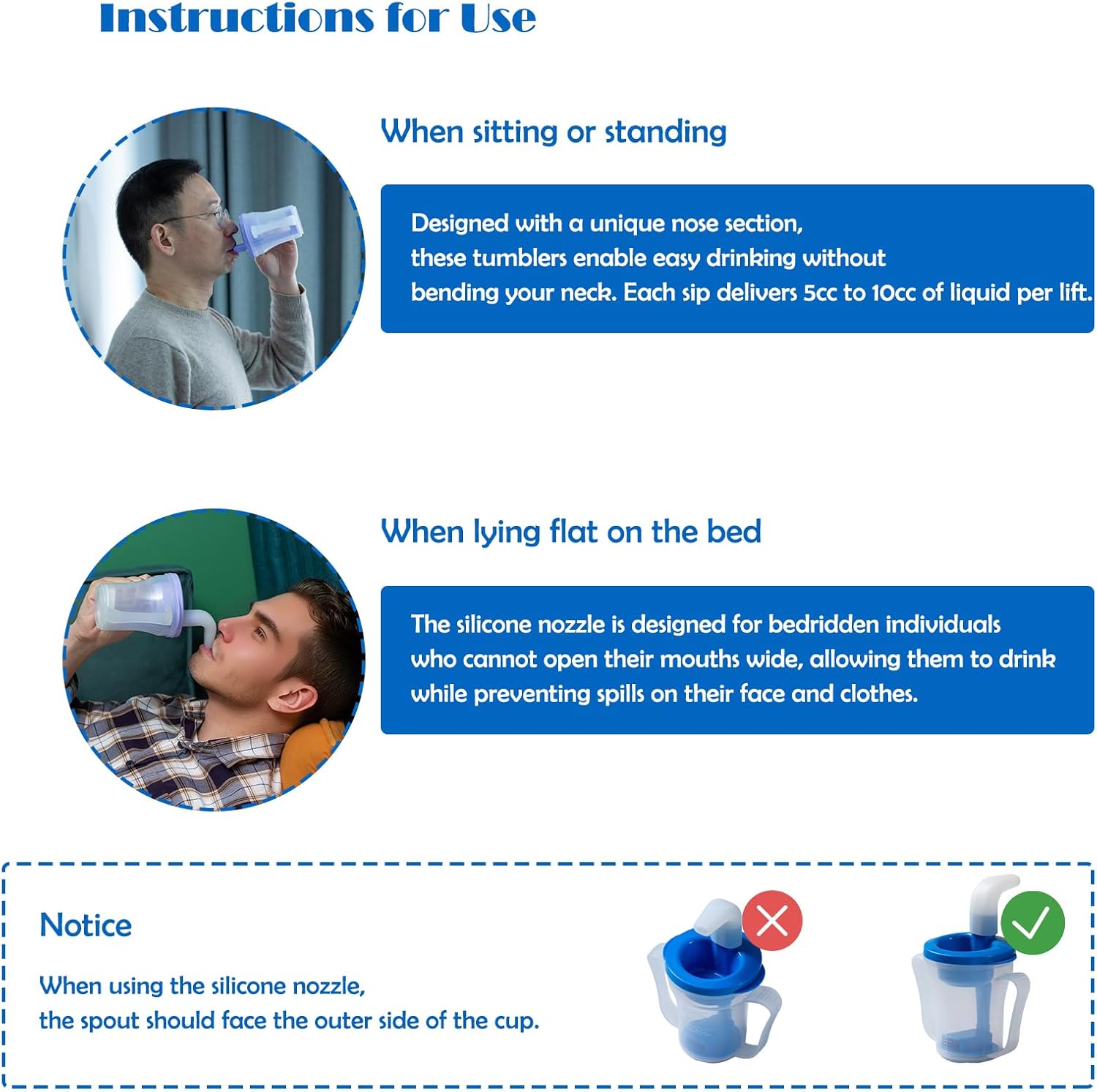 Dysphagia Regulating Drinking Cup for Swallowing and Disorders People,Dispenses 5cc or 10cc of Liquid Each Time,No Thickener is Used.Helps to Prevent Choking (bule) - Image 4