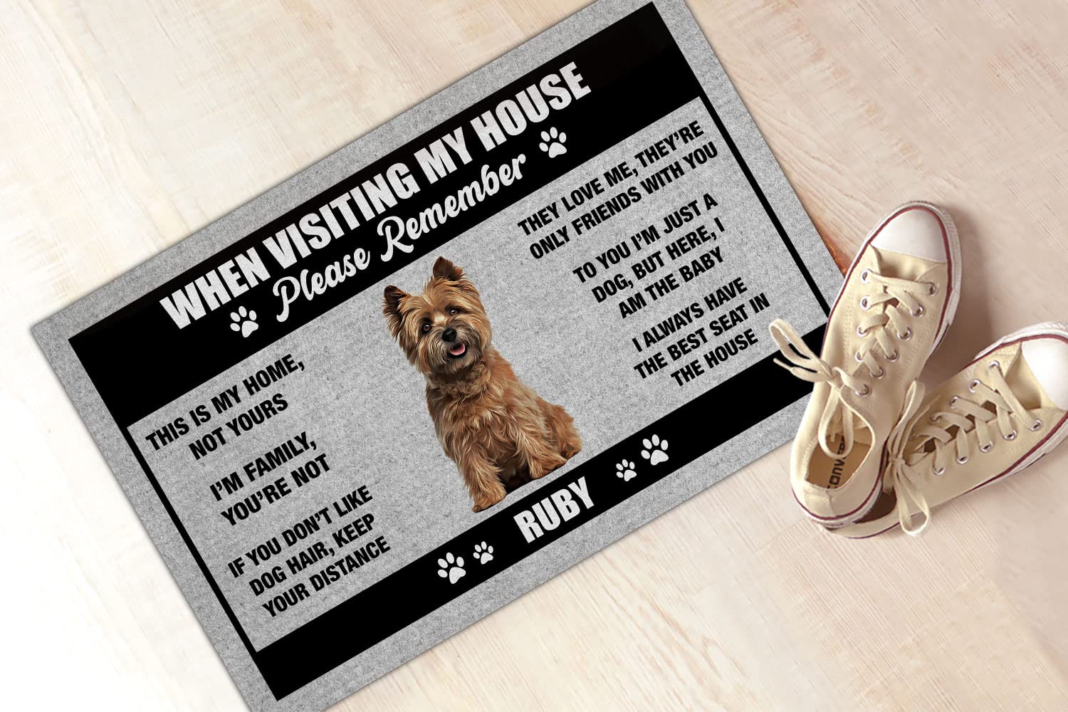 kobalo Personalized Cairn Terrier Kitchen Home Rug Non-Slip Carpet 16x24 Inch Indoor Entryway Doormat When Visiting My House Please Remember Gifts for Dogs Lover Dog Owner