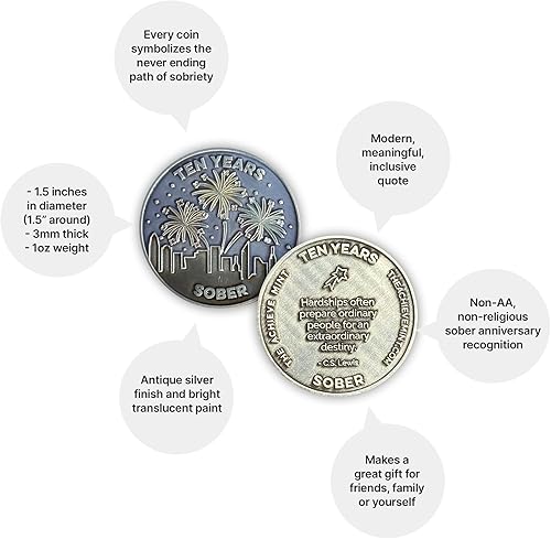 Miniatura 89 de The Achieve Mint Ficha sobria de 13 meses Chip sobrio de trece meses Regalo no AA, medallones no religiosos para hombres y mujeres que celebran