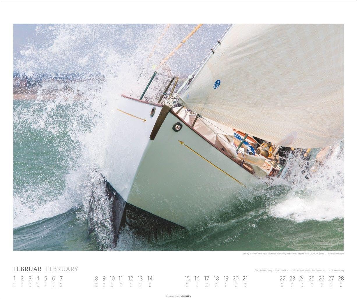 Sailing Kalender 2027: Fotokalender mit beeindruckenden Segelaufnahmen. Jahres-Wandkalender 2027 XL im Querformat. Segel-Fotokalender 55 x 46 cm
