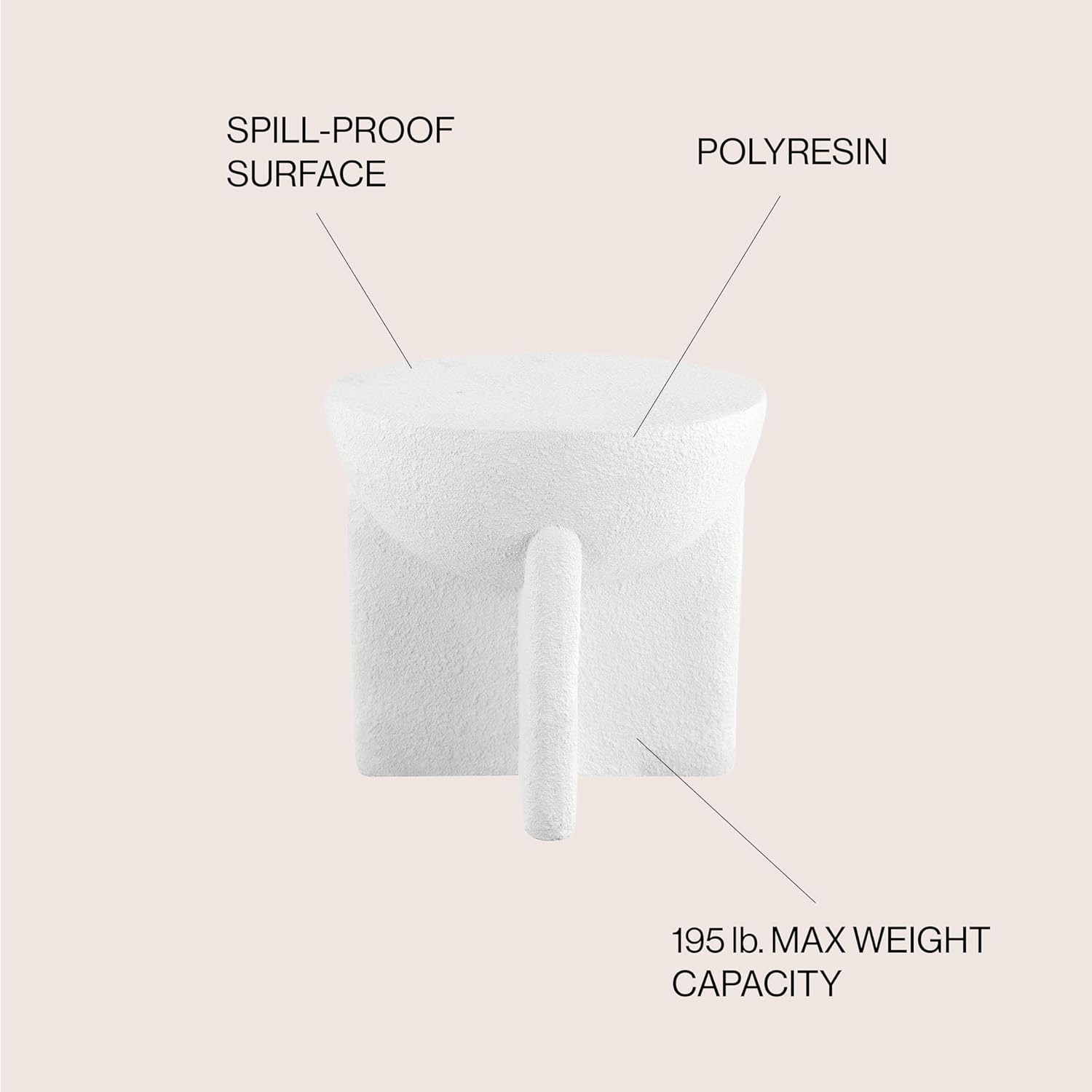 JONATHAN Y TBL1109B Brady 16.25" Minimalist Modern Drum Indoor/Outdoor Accent Table Contemporary, Mid-Century, Art Deco, Bohemian, Patio, Garden, Bathroom, Living Room, White Frosted