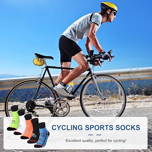 Miniatura 5 de Bonuci 5 pares de calcetines de ciclismo para hombre, calcetines deportivos unisex de nailon colorido, calcetines atléticos transpirables, regalos