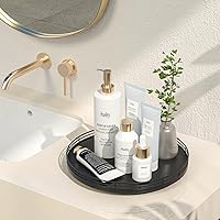 Vista 2 de Bandeja de baño de madera de roble de 12 pulgadas para mostrador, bandeja de tocador para perfume, loción, velas, maquillaje, joyería, fregadero