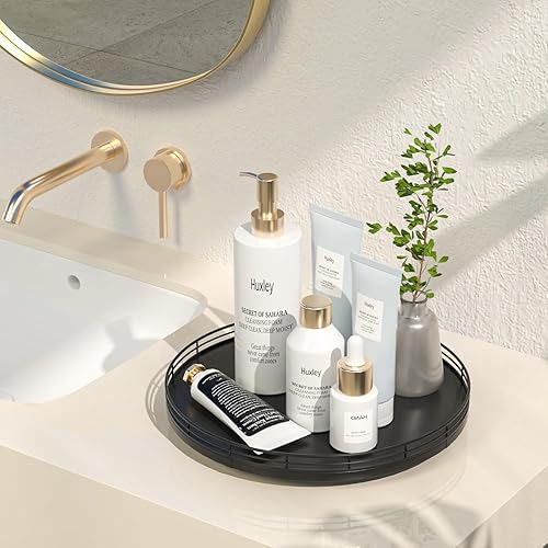 Miniatura 2 de Bandeja de baño de madera de roble de 12 pulgadas para mostrador, bandeja de tocador para perfumes, loción, velas, maquillaje, joyería, fregadero,