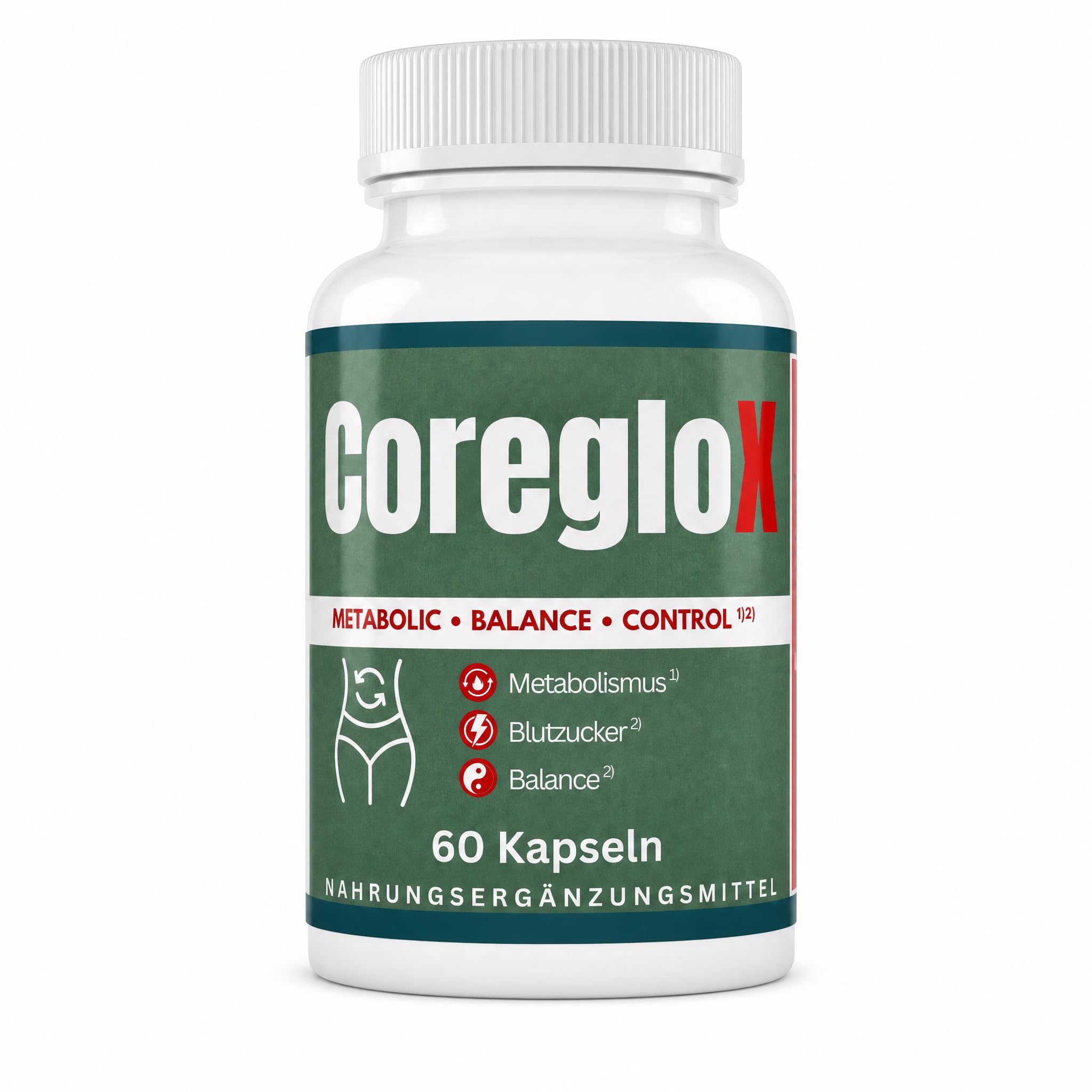 CoreGLO X 60 Stoffwechsel Kapseln mit Chrom & Jod, Original von ZENICAPS – Chrom für normalen Makronährstoffwechsel, Jod für Energiestoffwechsel – mit Grüntee, grünem Kaffee, L-Carnitin & L-Tyrosin