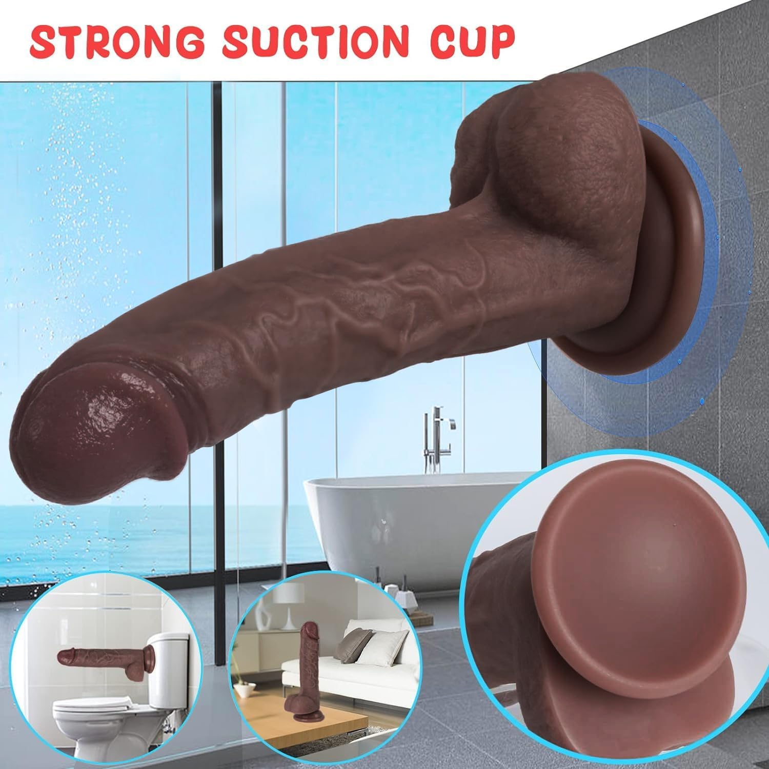 Kstert Realistic Dildo – 7.8" Liquid Silicone Toy with Strong Suction Cup, Lifelike Veiny Texture & Resilient Firmness, Hands-Free G Spot Focused Design for Women & Beginners: Brown