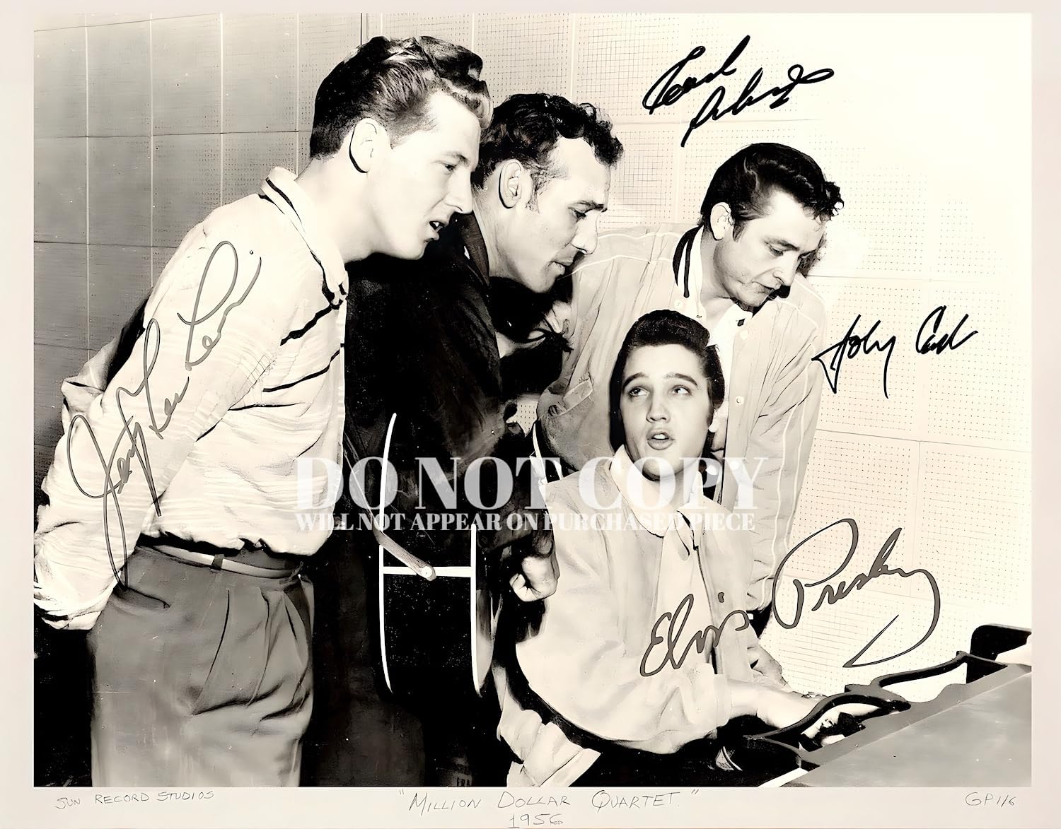 Million Dollar Quartet Fotografía de 8 x 10 pulgadas – Impresionante retrato de estudio Sun 1956 – Elvis – Johnny Cash – Carl Perkins – Jerry Lee