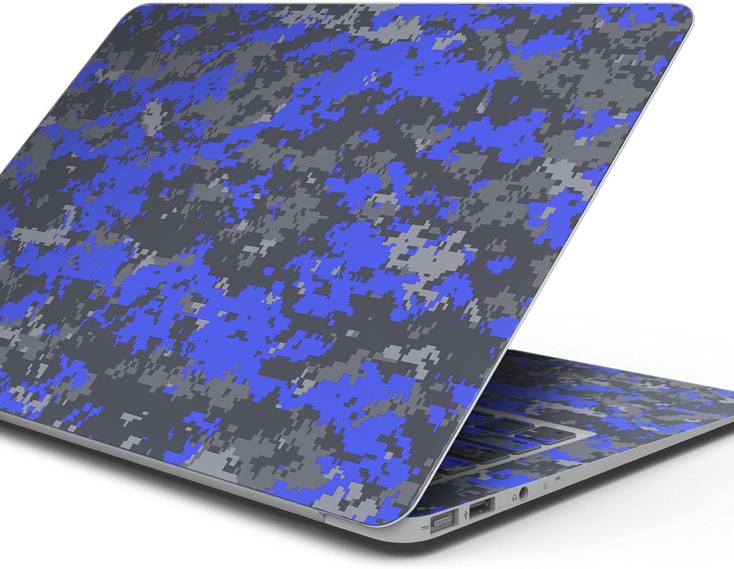 DesignSkinz - Bright Royal Blue and Gray Digital Camouflage - Full-Body Wrap Protective Decal Skin Kit Compatible with MacBook 16" Pro M1 (A2485)