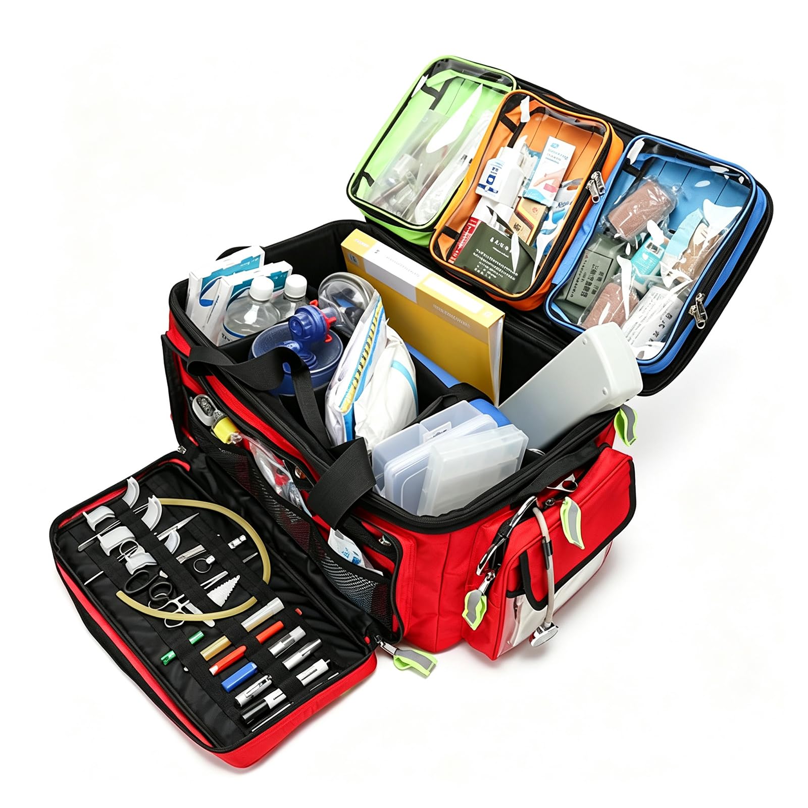 Mochila Médica De Emergencia con Ruedas, Mochila Profesional De Primeros Auxilios, Bolsa De Traumatología De Gran Capacidad para Personal De Respuesta, con Compartimentos, para Enfermeras De