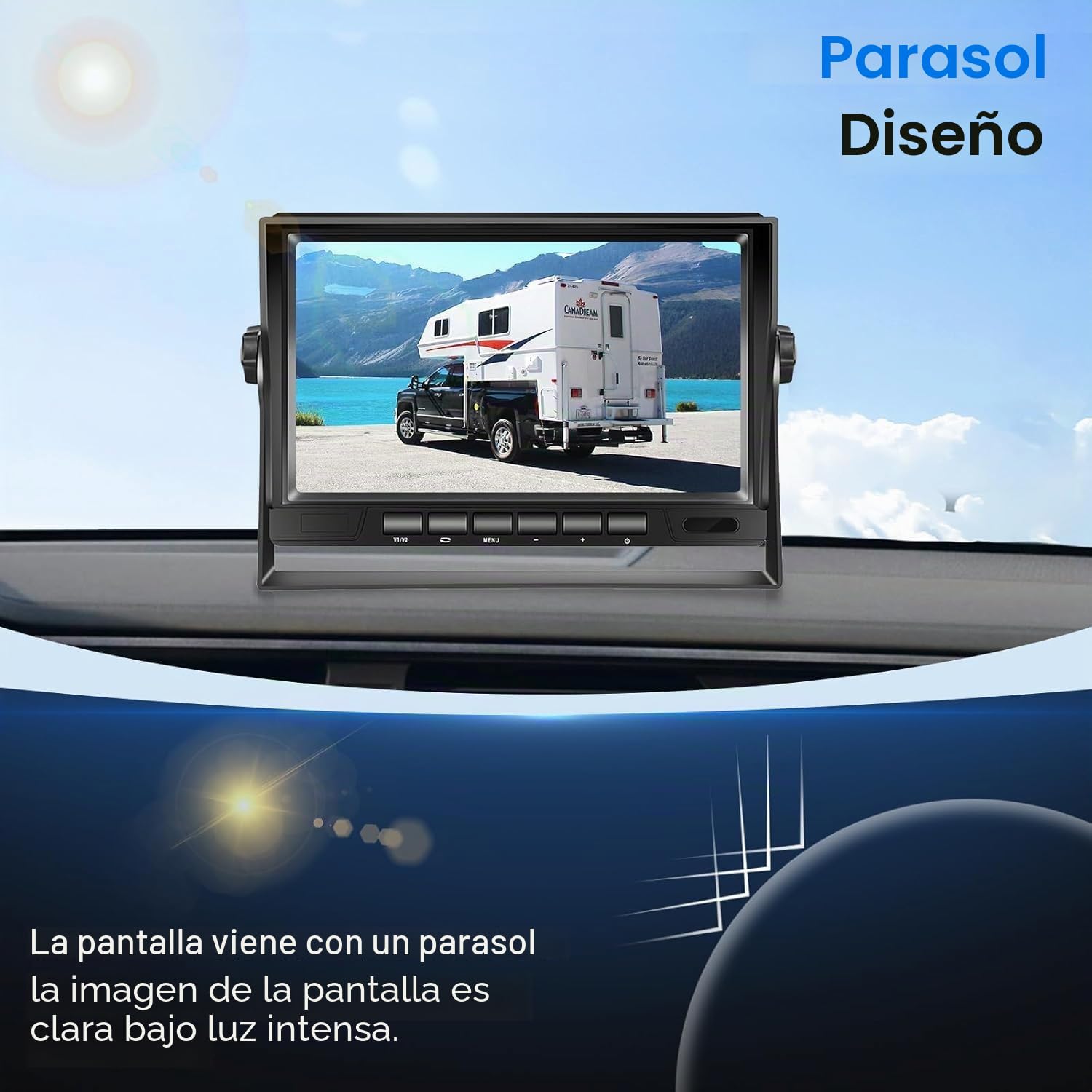 VECHTEL Cámara Marcha Atras, 7 Pulgadas AHD 1080P LCD Monitor Kit Soporte Visión NocturnaIP68 Impermeable Cámara de Visión Trasera para 12-24V Autobús/Camión/Remolque/RV/SUV +15m Cable