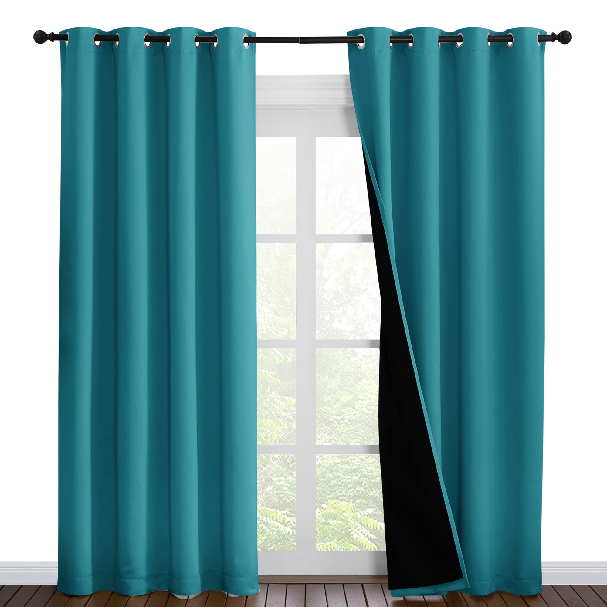 NICETOWN 100% Blackout Curtains 86 inches Long, Pair of Energy Smart & Noise Blocking Out Drapes for Baby Room Window, Thermal Insulated Guest Room
