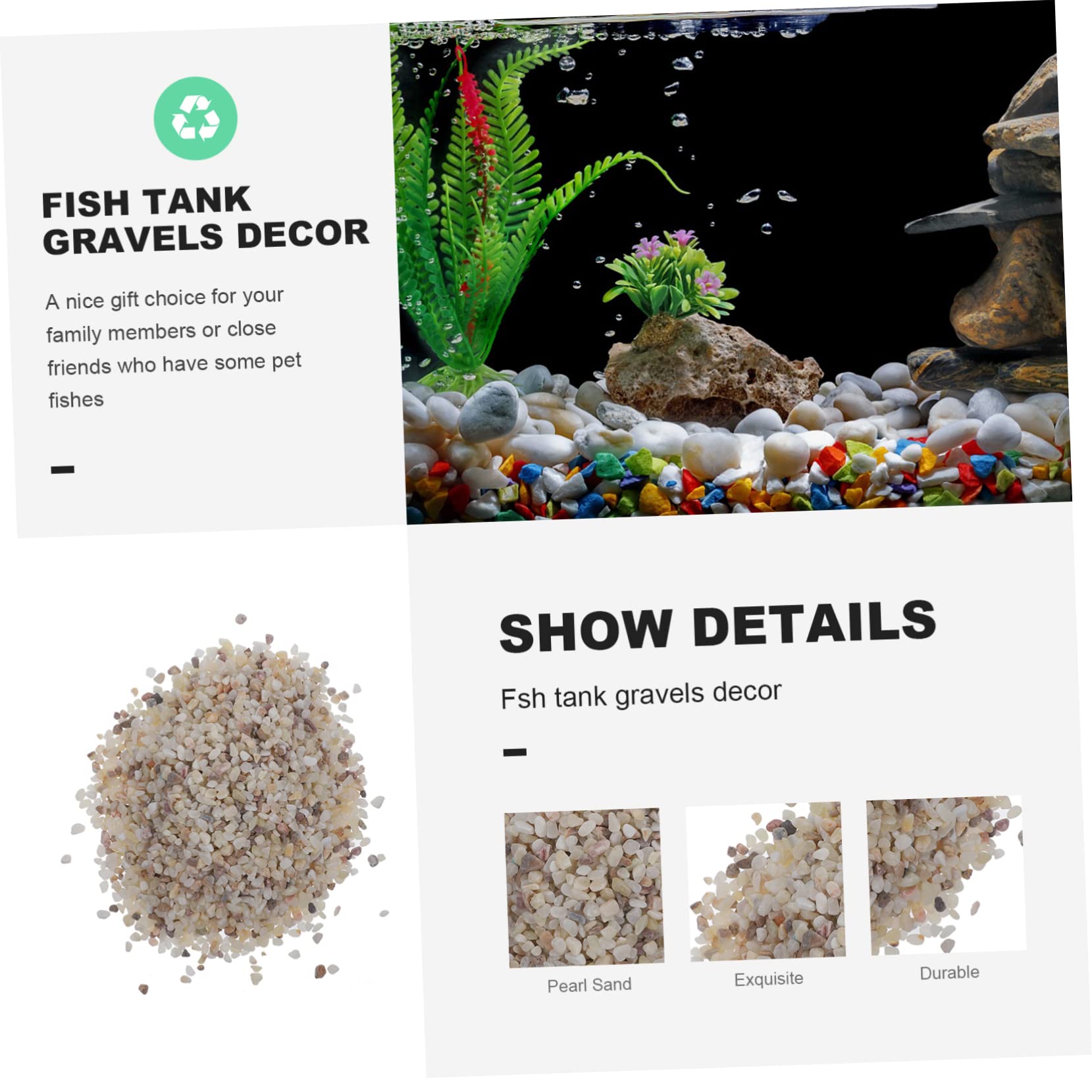 Cabilock 1 Juego Grava De Acuario Mini Grava para Paisajismo Coral Triturado para Acuario De Agua Dulce Piedra Decorativa Jardín Pecera Guisante Arena Perlada Plantas Acuáticas