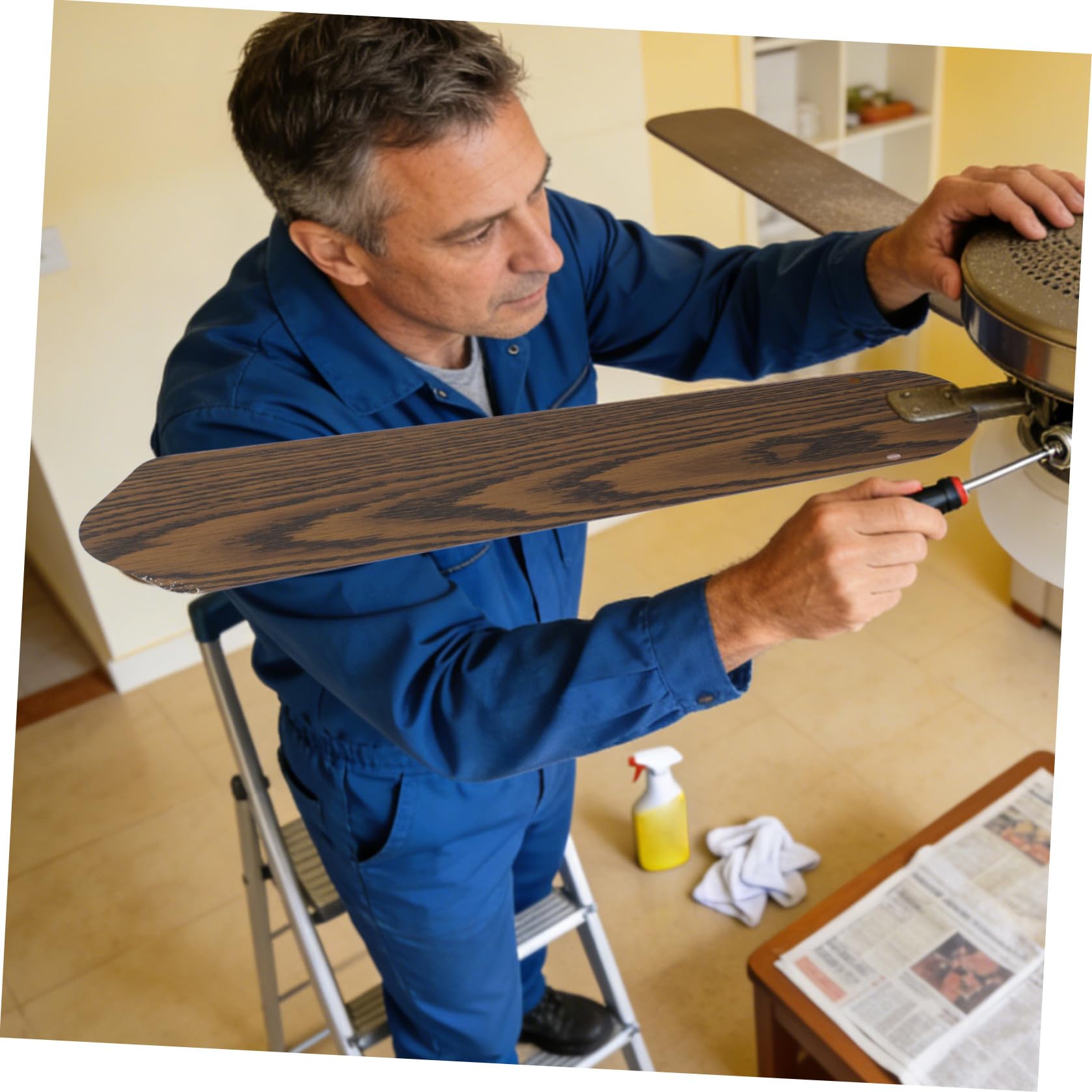 5 Pale di Ricambio Foro da 8 Mm 16,54 Pollici Sostituzione Singola o Set per Ventilatore a Soffitto in Legno Doppia Faccia per Interni ed Esterni, Patio e Veranda