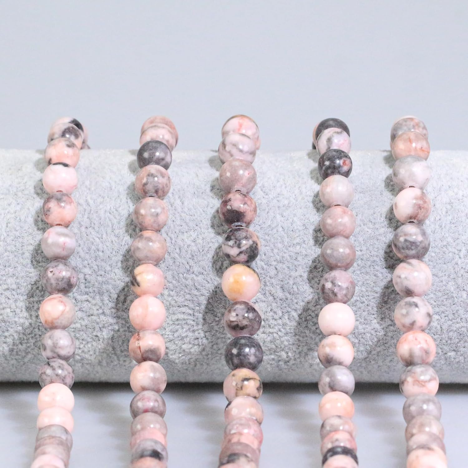 Natural Pink Zebra Jade Beads 8mm Round Stone Beads for DIY Bracelets Necklace Earrings Making 45pcs - Image 2