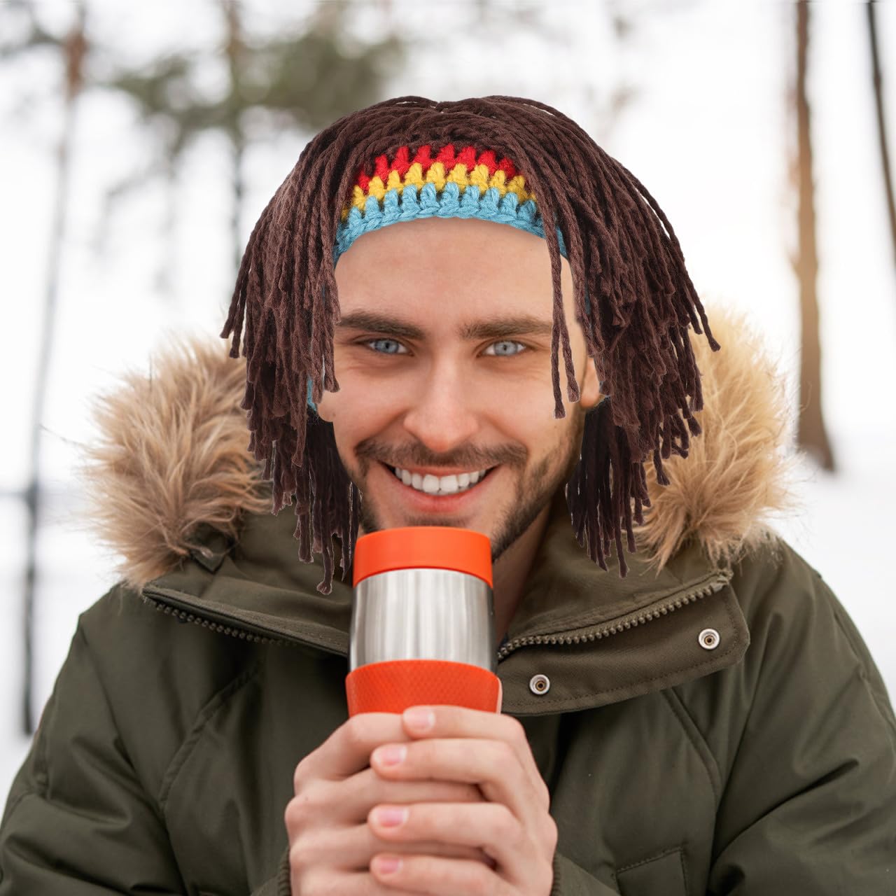 3stücke Weird Wig Hat Lustige Gestrickte Mütze Mit Regenbogenperücke Warm Und Einladend Für Männer Und Frauen Für Partys Und Besondere Anlässe