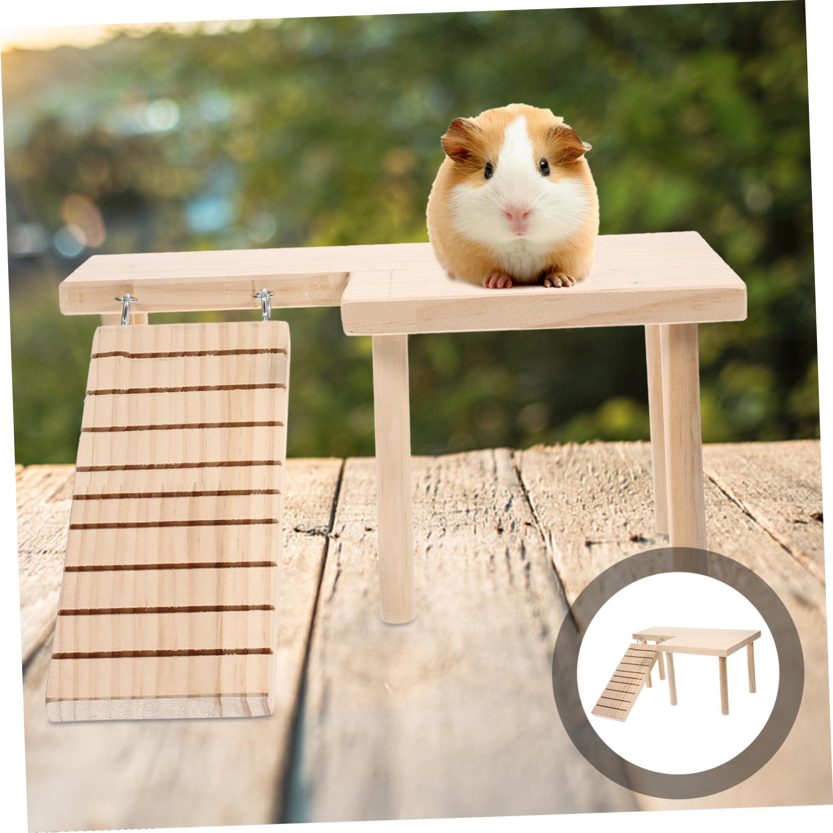 Toddmomy Holz Hamsterplattform mit Leiter für Chinchillas und Ratten Tragbare Plattform Interessantes Spielzeug für Haustierkäfige