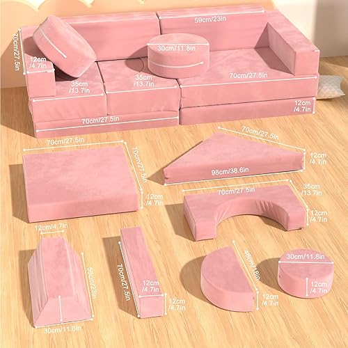 Miniatura 3 de Glaf Sofá para niños, sofá modular de 14 piezas para niñas y niños, juego de sofá modular de espuma seccional, sofá convertible para bebé, sofá