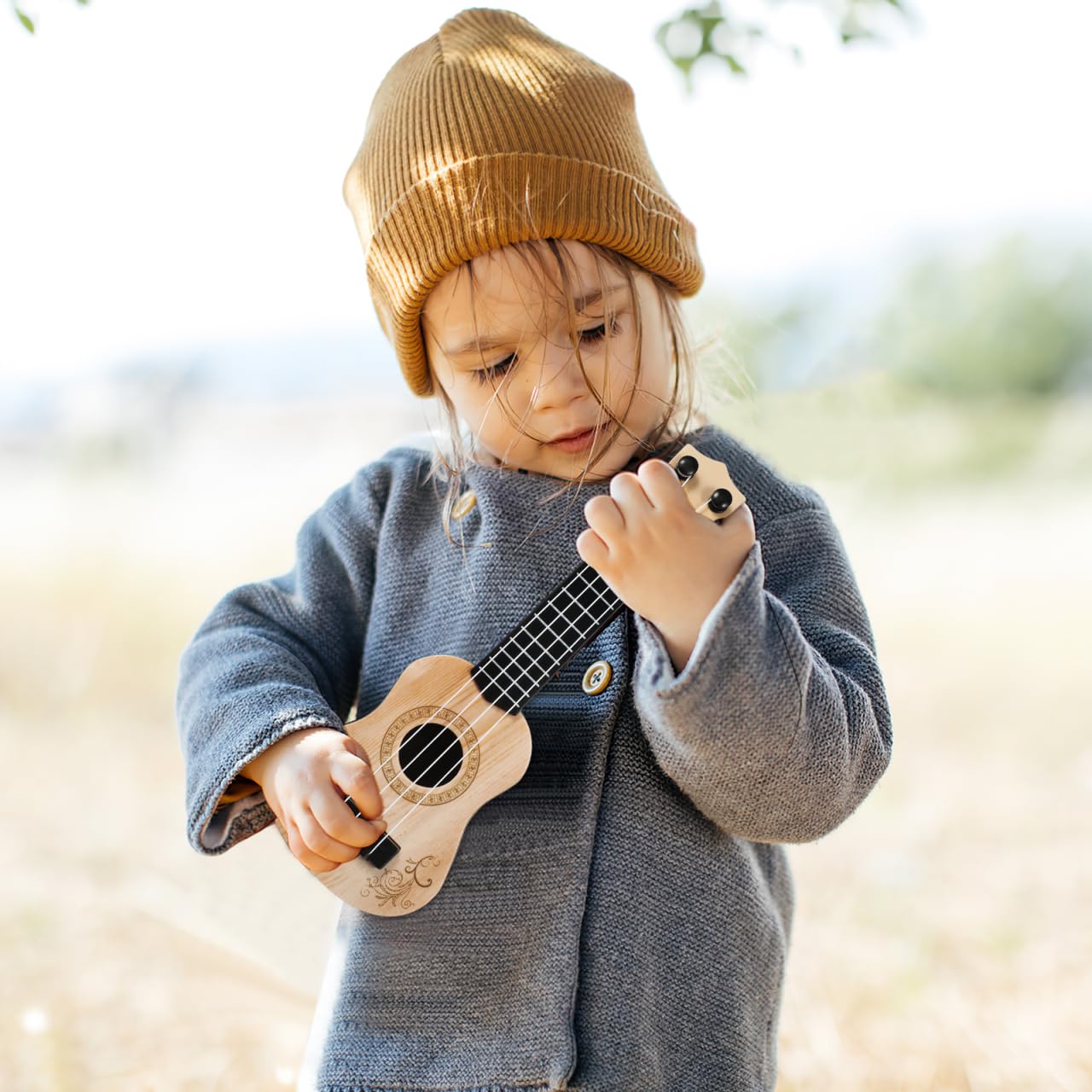 Toyvian Ukulele Per Bambini 9.84 Pollici Giocattolo Musicale 4 Corde Strumento Educativo Sicuro Per Apprendimento Musicale Bambini 3-6 Anni Con Suoni Realistici