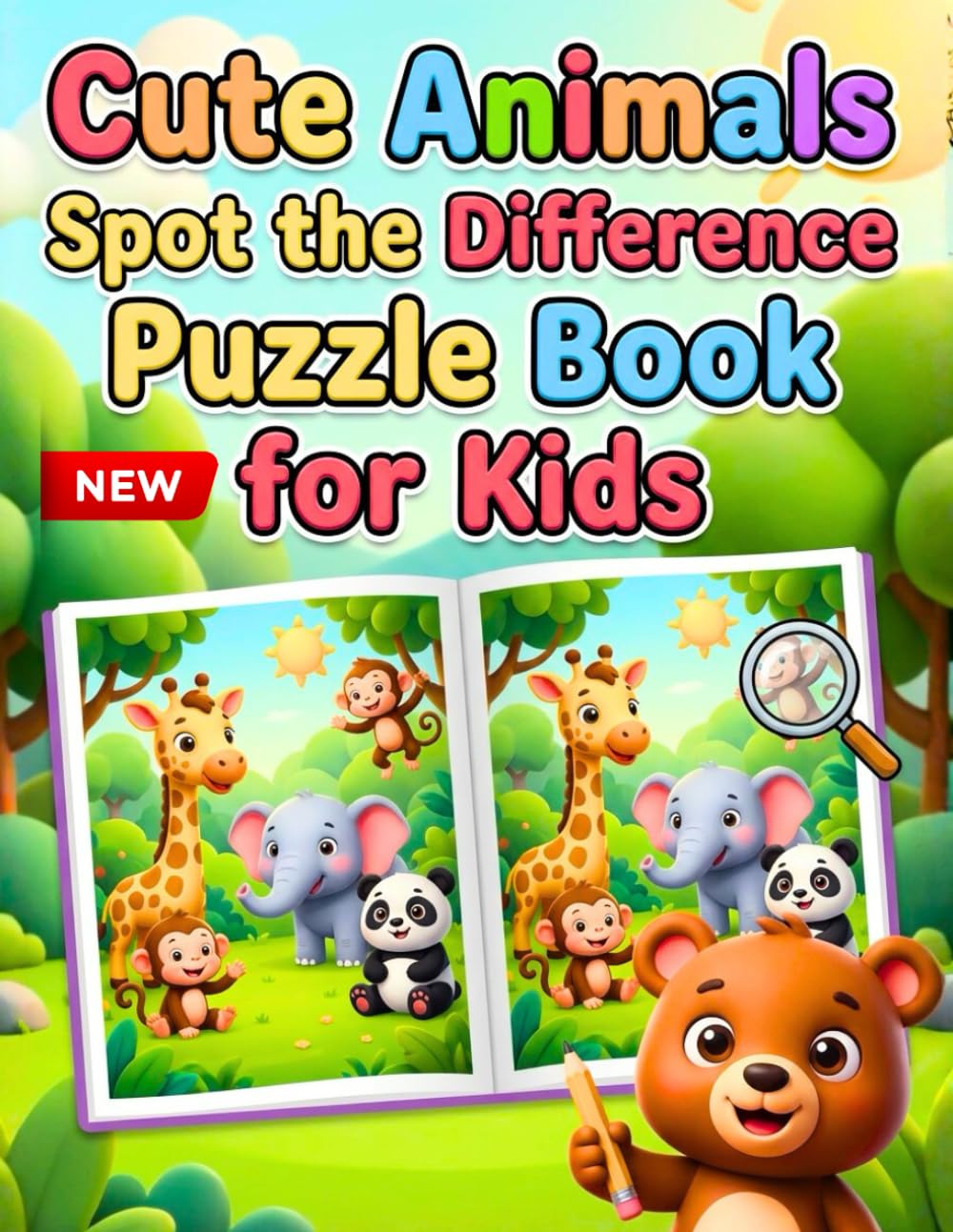 Cute Animals Spot the Difference Puzzle Book for Kids: Improve Focus, Observation & Brain Skills | Perfect Gift for Kids Ages 4–8 | Fun & Easy Spot the Difference Puzzles with Adorable Animal