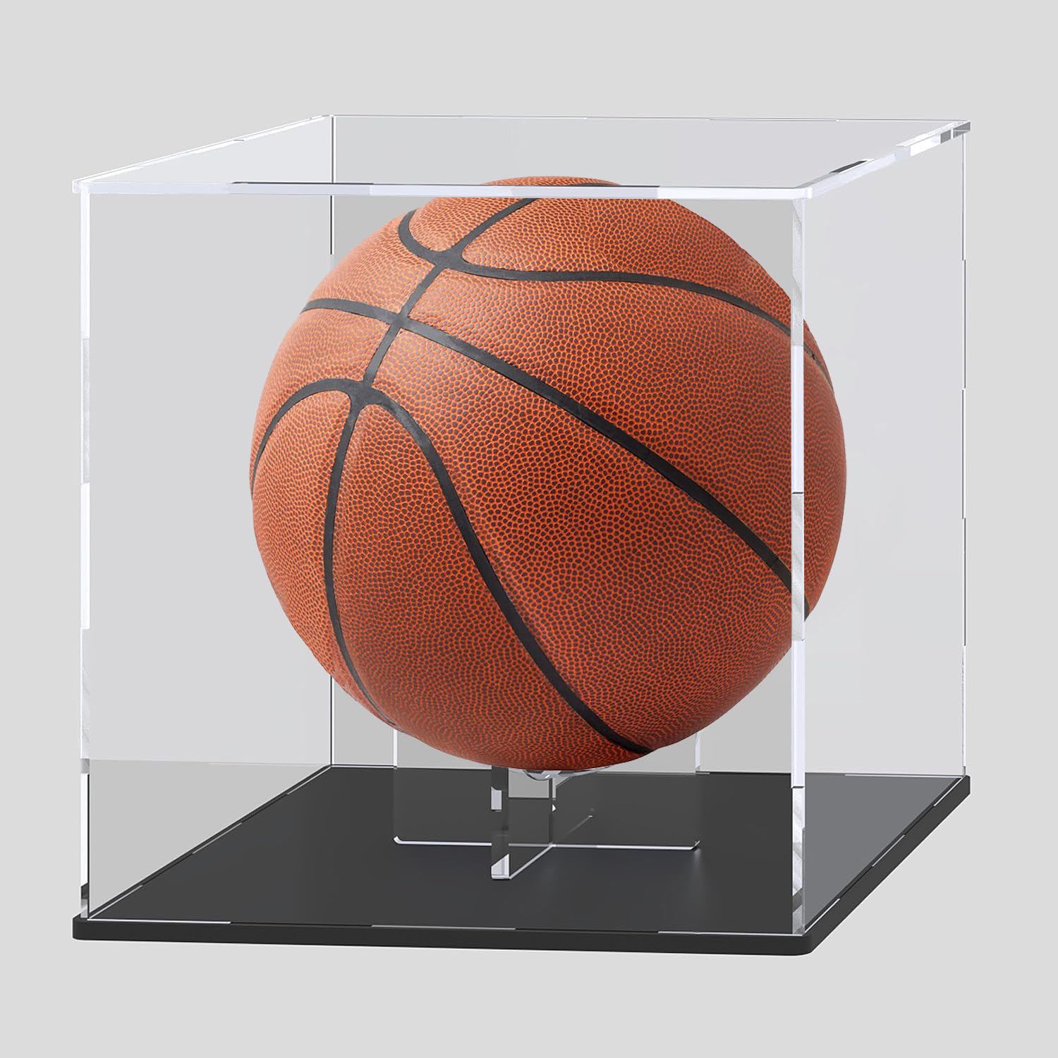 CANCLEAR Acrylic Display Case with Ball Stand for Full Size Basketballs, Versatile Clear Acrylic Display Box for Sport Souvenirs Showcase