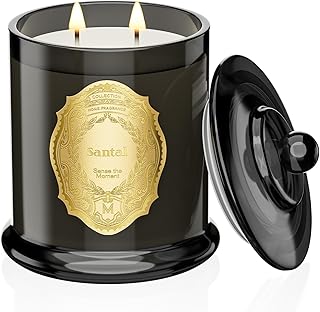 M&SENSE Duftkerze Große|Santal Duftkerzen im Glas|2-Docht 360g Natürliches Sojawachs|70 Stunden Brenndauer|Kerzen Geschenke für Frauen & Männer