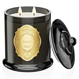 Santal Candles for Home Scented&comma; 2 Wick 12&period;7oz Soy Wax Candles Non Toxic&comma;70 Hours Long Burning&comma;Luxury Candles Gift for Stress Relief&comma; Meditation&comma; Yoga