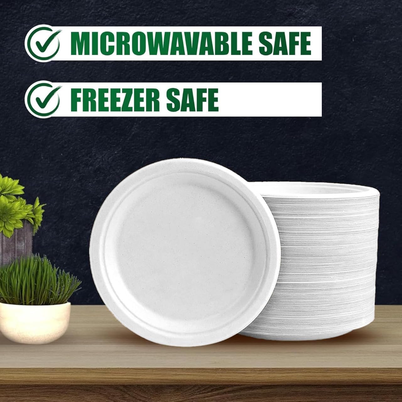 Eco Bio-degradable Disposable Paper Plates (White, 9 inch)