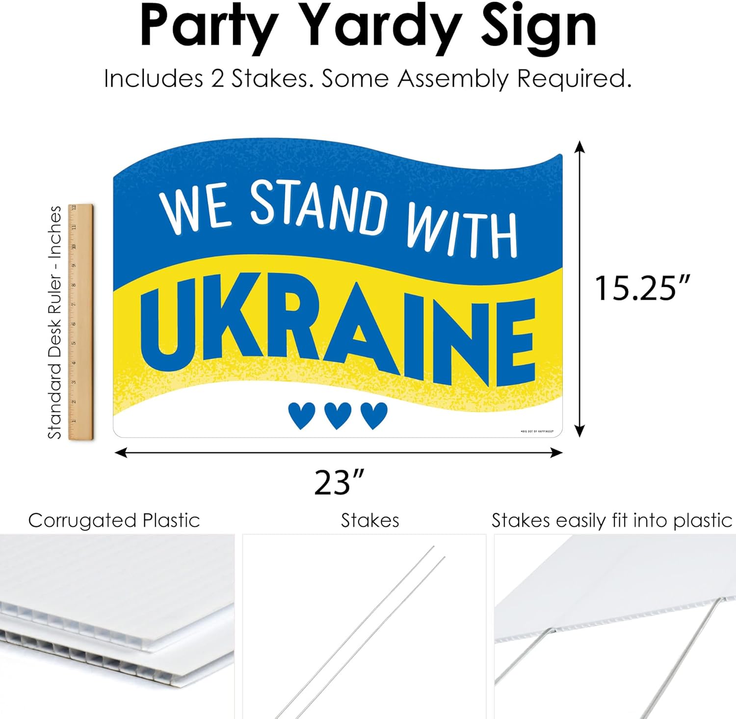 Big Dot of Happiness We Stand with Ukraine - Pray For Ukraine Yard Sign Lawn Decorations - Party Yardy Sign
