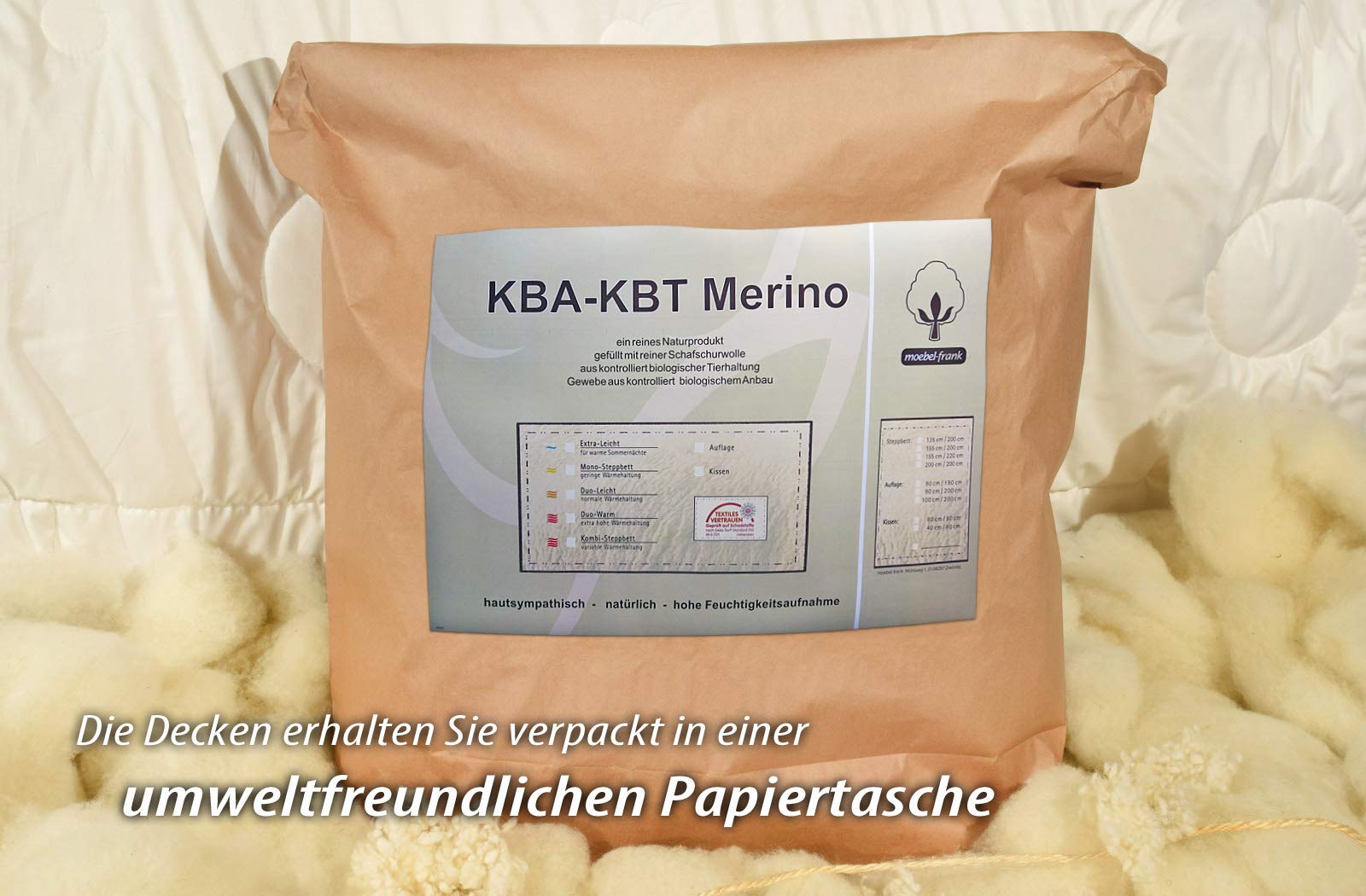 franknatur Bettdecke 135x200 Ganzjahr Duo Bio Schurwolle Baumwolle Nadia | Duo Ganzjahresdecke mit Füllung aus Merino Bio-Schurwolle kbT, Bezug aus Bio-Baumwolle kbA, atmungsaktiv, waschbar, Oeko-TEX