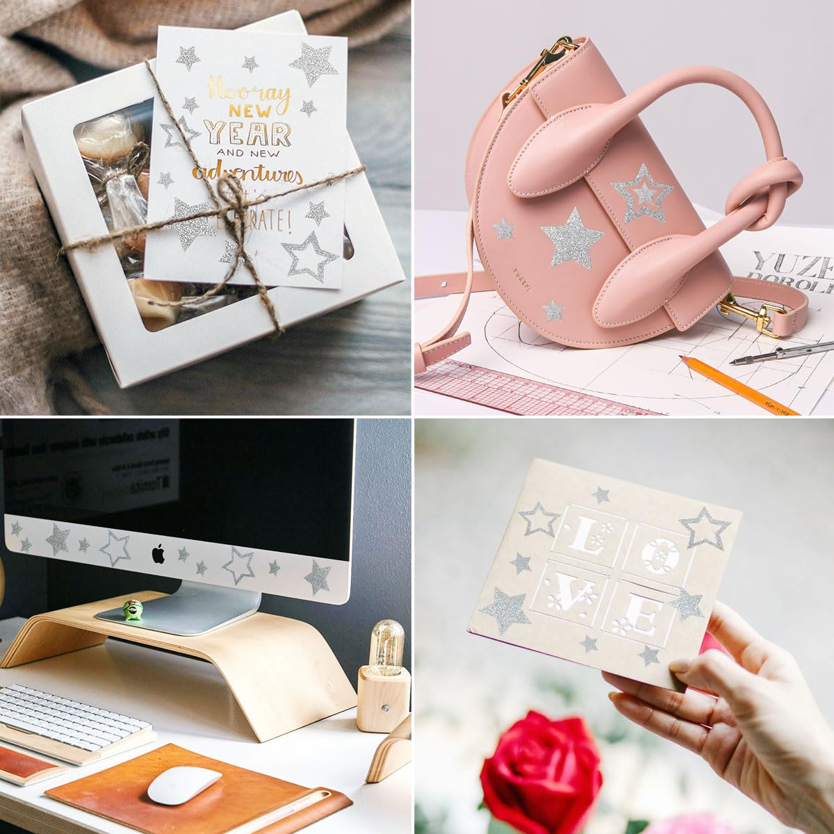 Kesote Lot De 210 Autocollants En Forme D'étoile à Paillettes Argentées