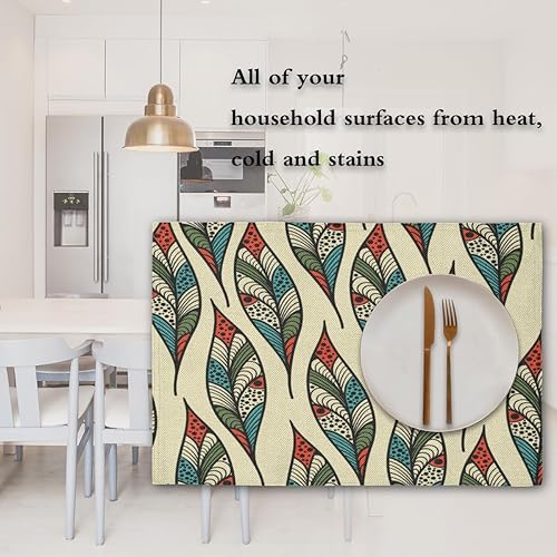 Miniatura 7 de Feathers Decor Design Placemats Set of 4 Table Mats Washable Placemat Waterproof Place Mats for Party Home Dining Table Decor 18x12 in