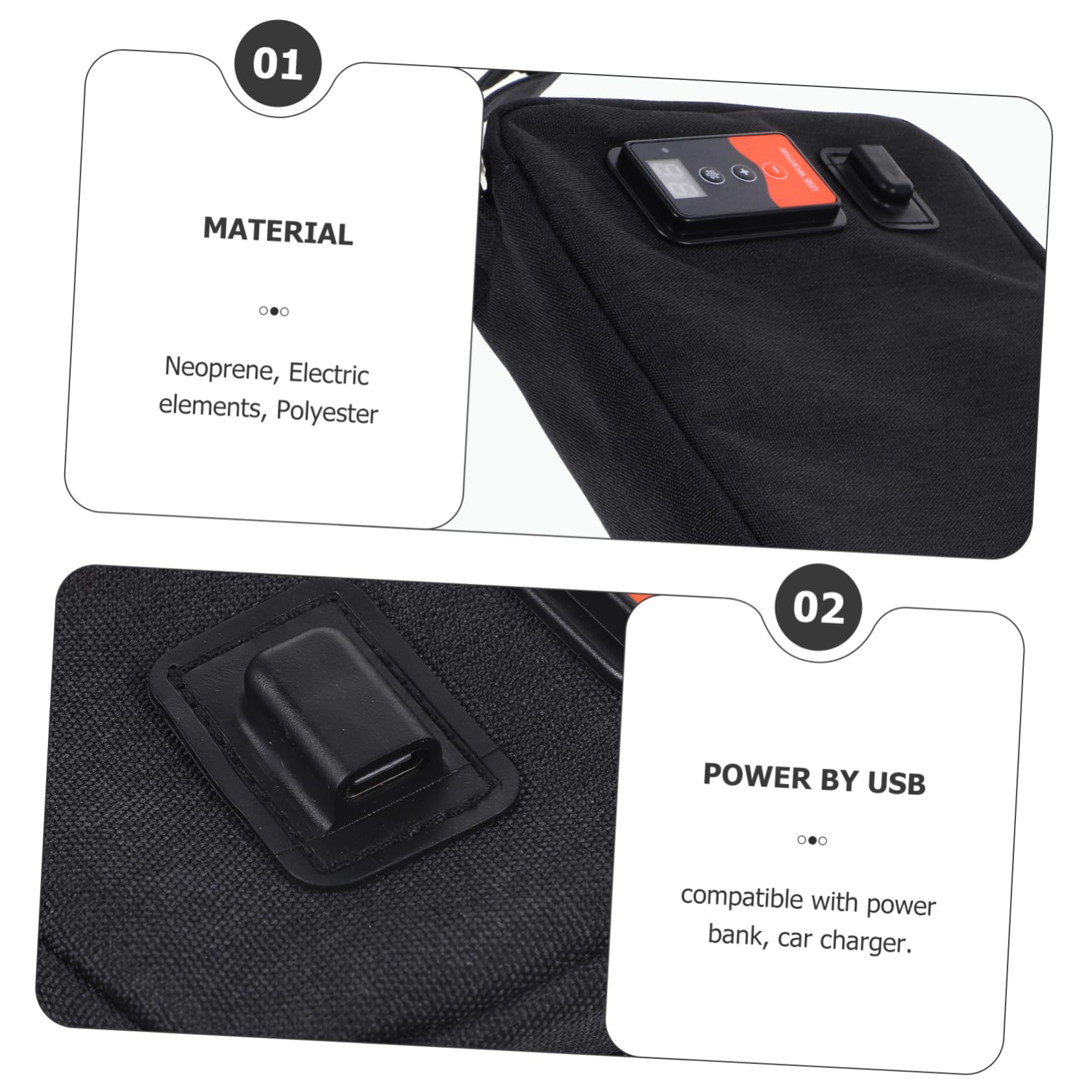Tragbarer USB Feuchttuchwärmer für Babys mit Konstanthaltung | 20 bis 80 Tücher, Schwarz, Neopren und Polyester, für Drinnen und Draußen, mit Wärmespeicher