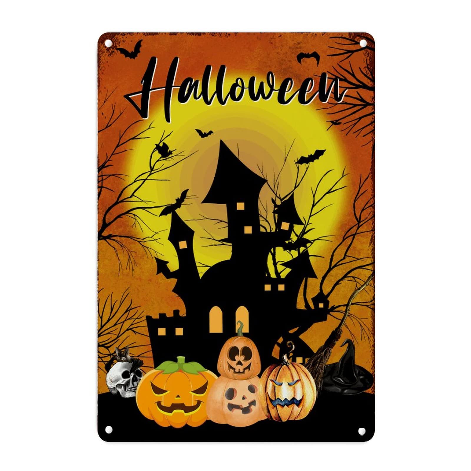 Panneau en métal vintage d'Halloween : fini les décorations fragiles de porche