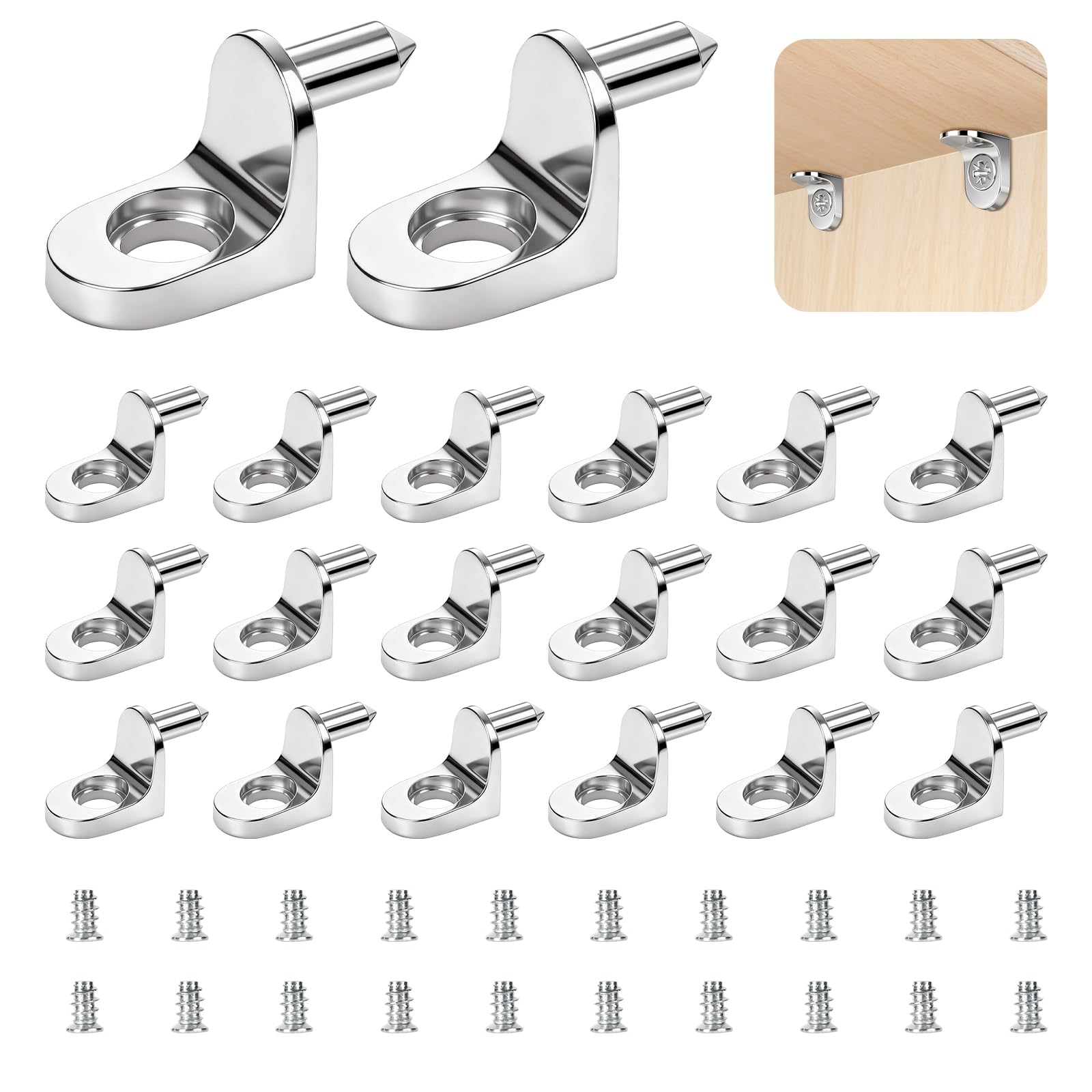 20 szt. metalowych śledzi podtrzymujących półki, 5 mm w kształcie litery L szpilki do półek z litego stopu, wsporniki do półek do szafek kuchennych, kołki do półek do szafek kuchennych, regałów