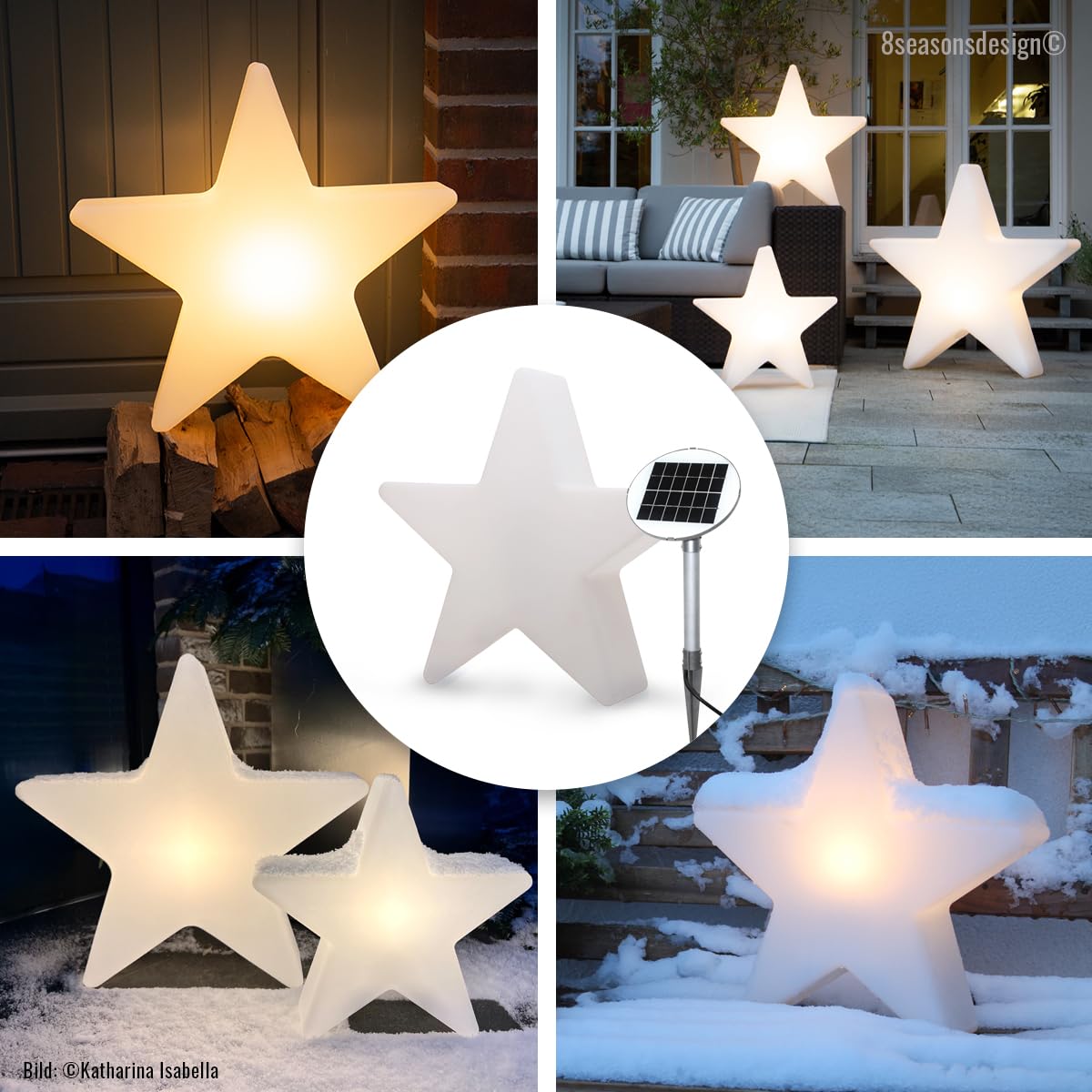 8 seasons design Solar Weihnachtsstern 60 cm, Shining Star (weiß) LED warmweiß, Dämmerungssensor – wetterfest – LED Stern für außen (Garten, Terrasse, Balkon) – winterfest – Weihnachtsbeleuchtung