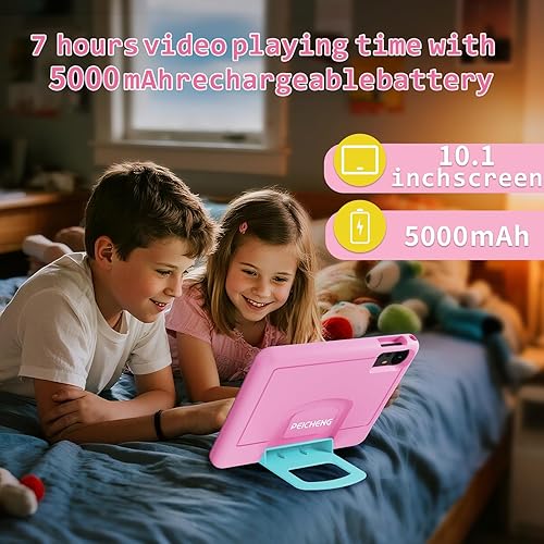 Miniatura 6 de PEICHENG Tableta para niños con estuche protector EVA, Tableta para niños pequeños Android 15.0 PC 10.1 pulgadas RAM 20GB (4+16Expand) + ROM 128GB