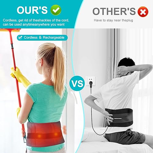 Miniatura 4 de Almohadilla térmica inalámbrica para aliviar el dolor de espalda, cinturón de espalda, calentador de abdomen, soporte lumbar, masajeador lumbar con