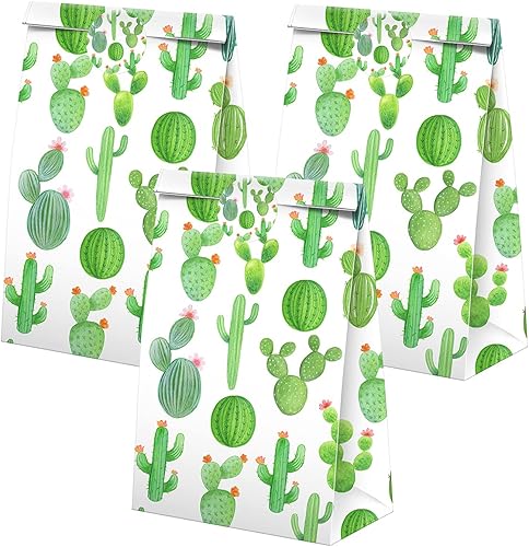 Miniatura 2 de Bolsas de dulces con calcomanías para fiestas de cactus – Bolsas de regalo de fiesta – Suministros de fiesta de cumpleaños con temática de cactus