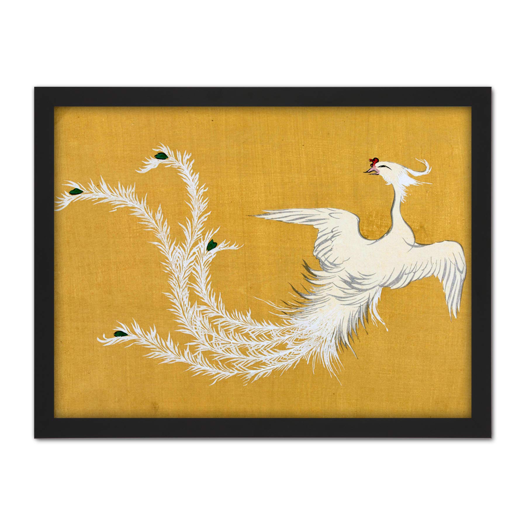 Artery8 Kamisaka Sekka White Phoenix Bird Japanese Painting Artwork Framed Wall Art Print 18X24 Inch
