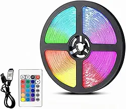 Fita LED RGB 5050 5M com Bluetooth e Ritmo Musical, Controle por Aplicativo, Iluminação Decorativa para Quarto, TV e Ambientes