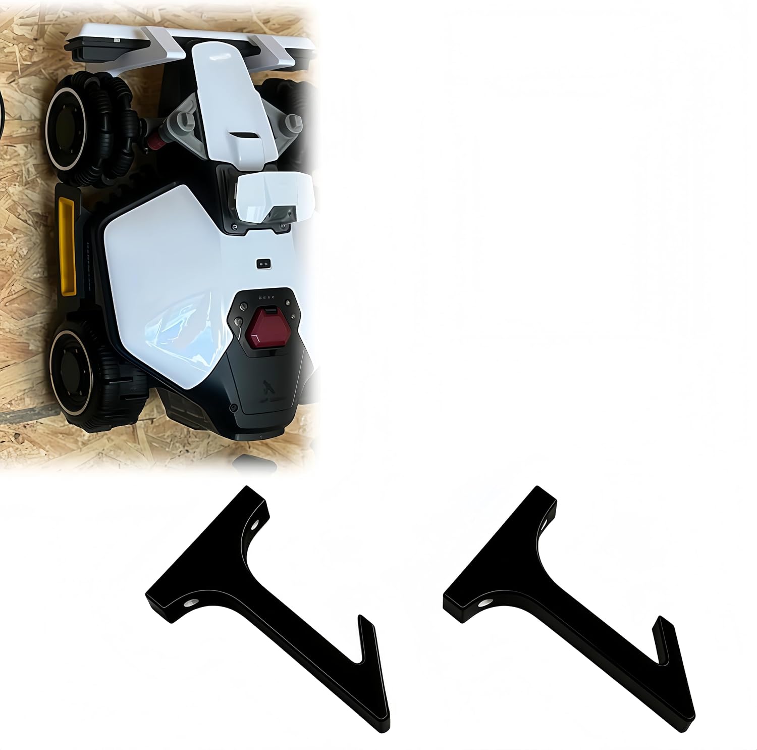 Wall-Mounted Storage Rack Compatible with Mammotion Luba Mini Robotic Mower, Space-Saving Storage Rack for Garage or Workshop, Heavy-Duty Mower Hanger for Wall, 2 Pack (Black)
