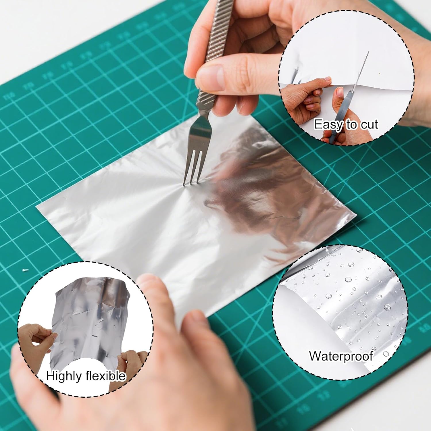 Aluminum Metal Crafts DIY Foil Roll, 0.07mm Thick Multipurpose Silver Art Tin Embossing Foil Sheets for Art Gifts & Home DIY Craft Projects(Width 31.5cm/12.4in x Length 6m/20ft)