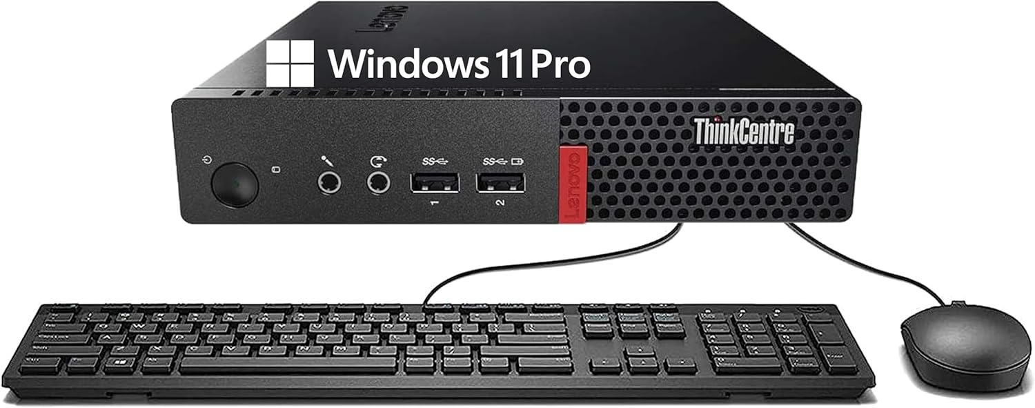 Lenovo ThinkCentre M710q Tiny Desktop Computer PC, Quad Core i5-6500T, 16GB RAM, 256GB SSD, DisplayPort, Keyboard and Mouse, WiFi, BT, Windows 11 Pro (Renewed)